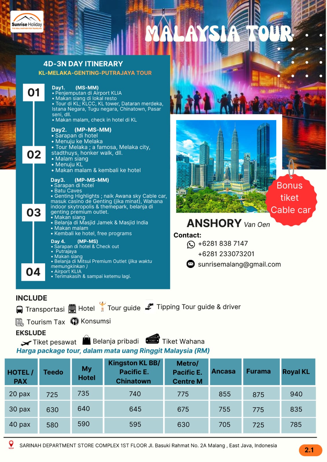 Malaysia Tour 4D3N-1